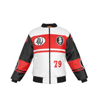 Mangadragon Stripe Red White and Black Bomber Jacket